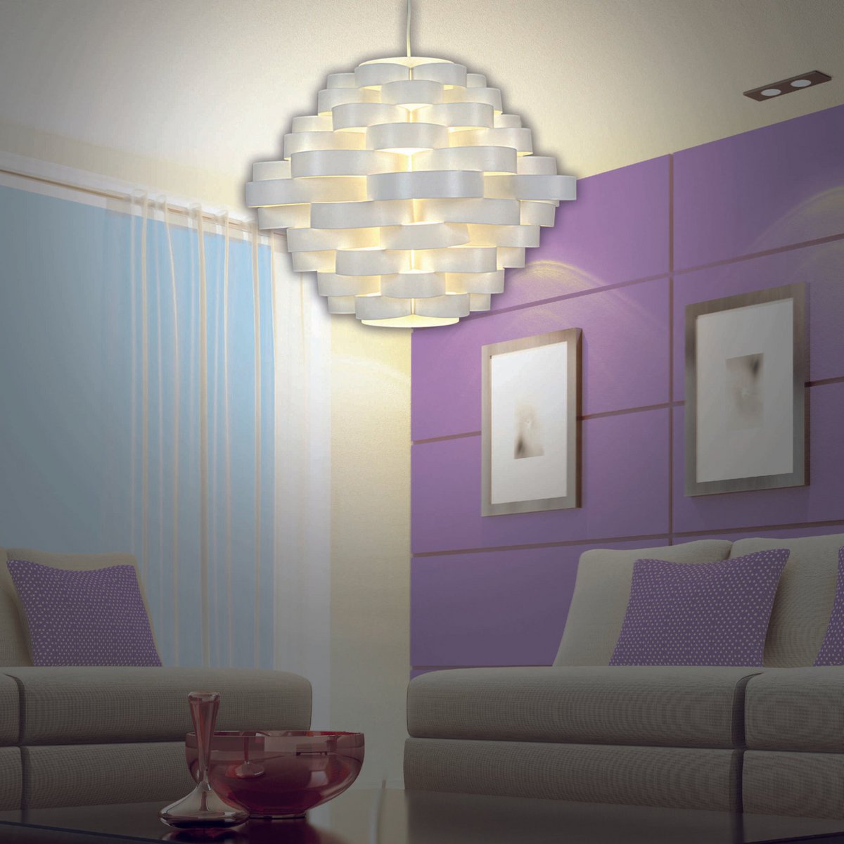 Hanglamp Witte Lijn Kunststof - Ø 55 cm (E27) - OutHome