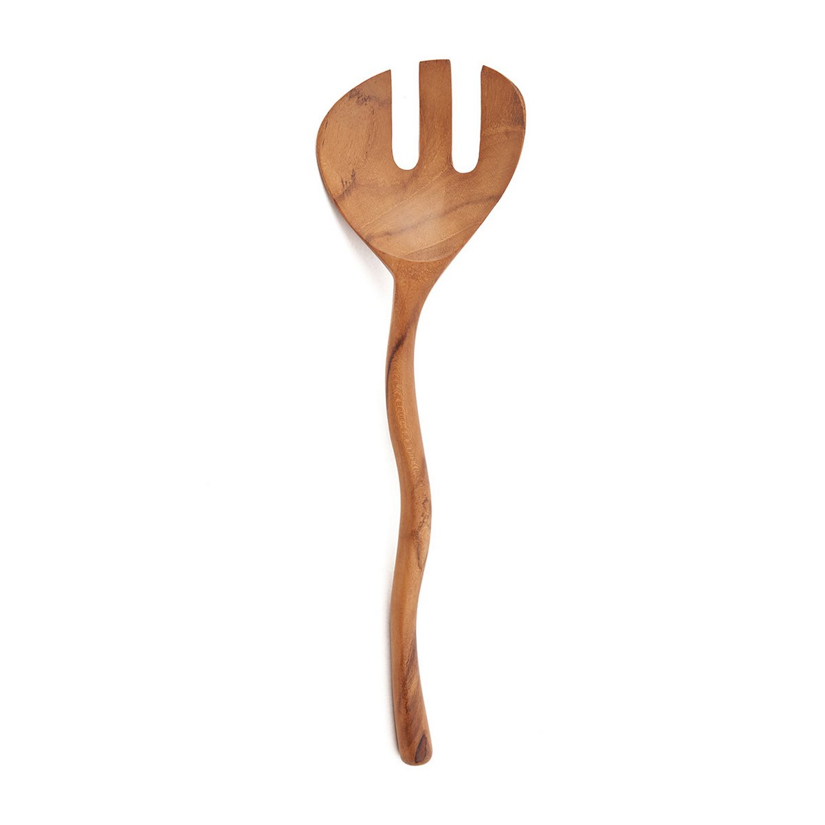 Teakhouten saladevork Gedraaide naturel