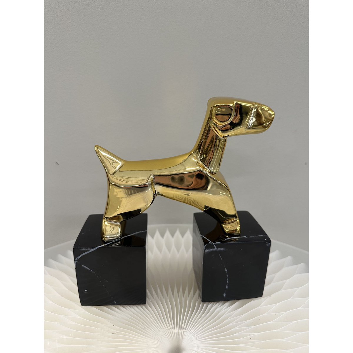 Chroom boekensteunen Terrier goud (Set van 2)