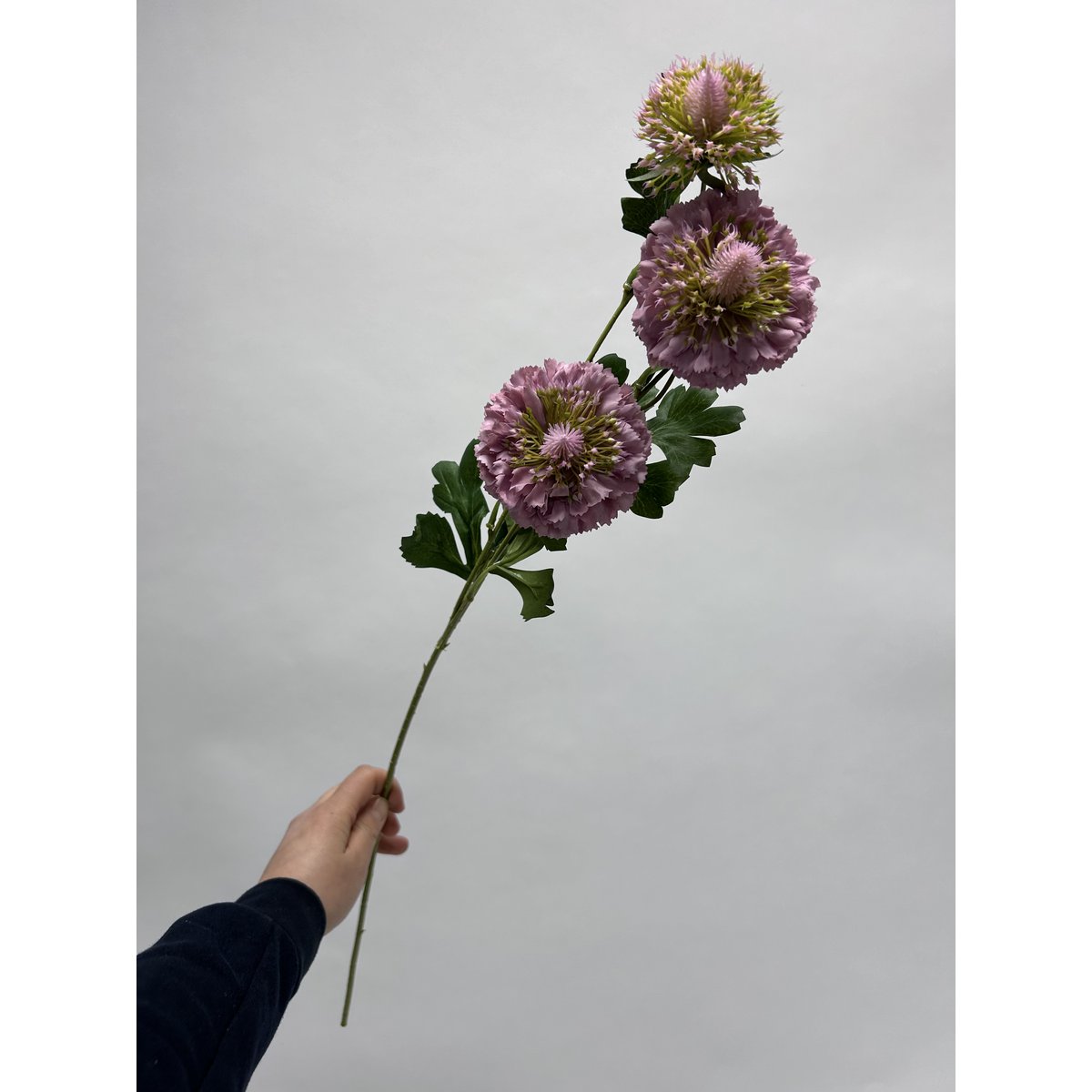 Zijden kunstbloem Scabiosa paars - 80 cm