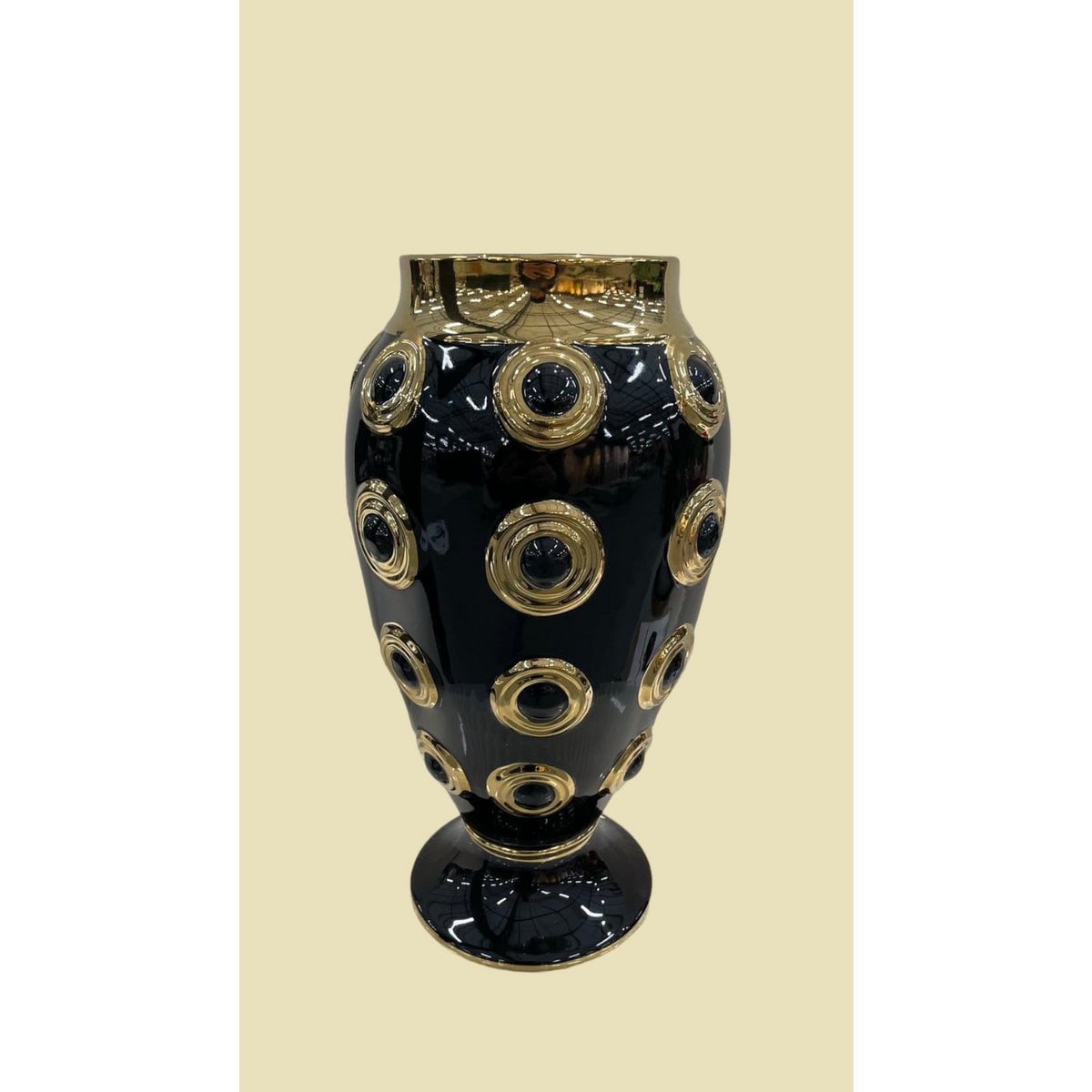 Gouden vaas Golden circle zwart/goud - 46 cm