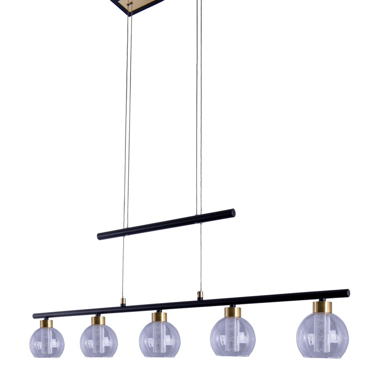 LED Hanglamp Messing/Zwart Glas - 90 cm