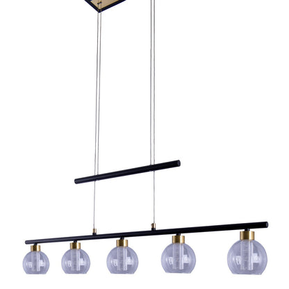 LED Hanglamp Messing/Zwart Glas - 90 cm