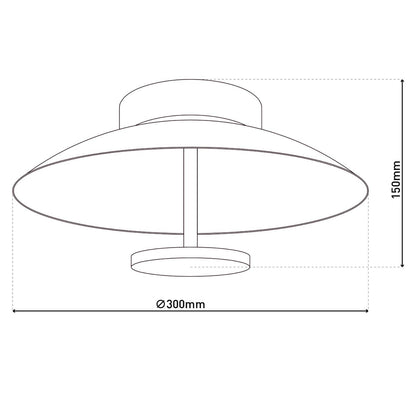 LED - plafondlamp "Firenze" metalen plafondlamp in zwart en goud, stevig geïnstalleerd, verlichting voor woonkamer, kantoor of de toegangsstang van 30 cm diameter - OutHome
