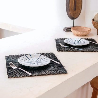 Placemat Varna Zeegras Zwart - 36 cm (Set)