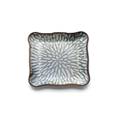 Porseleinen bord Lotus ice square grijs bruin - M