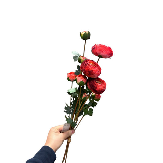 Kunstbloemen Ranonkels rood - 55 cm