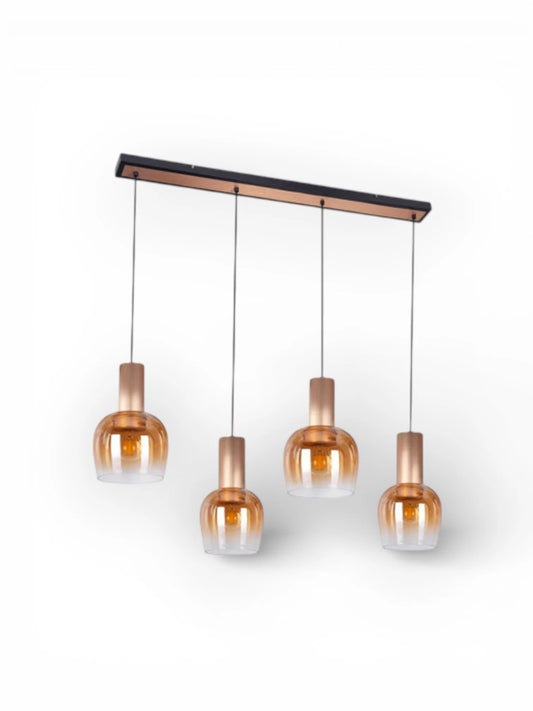 Hanglamp Funda 4-Lichts Amberglas/Messing - 111 cm (E27)