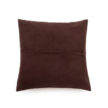 Leren kussenhoes Vierpanelen choco - 40 cm