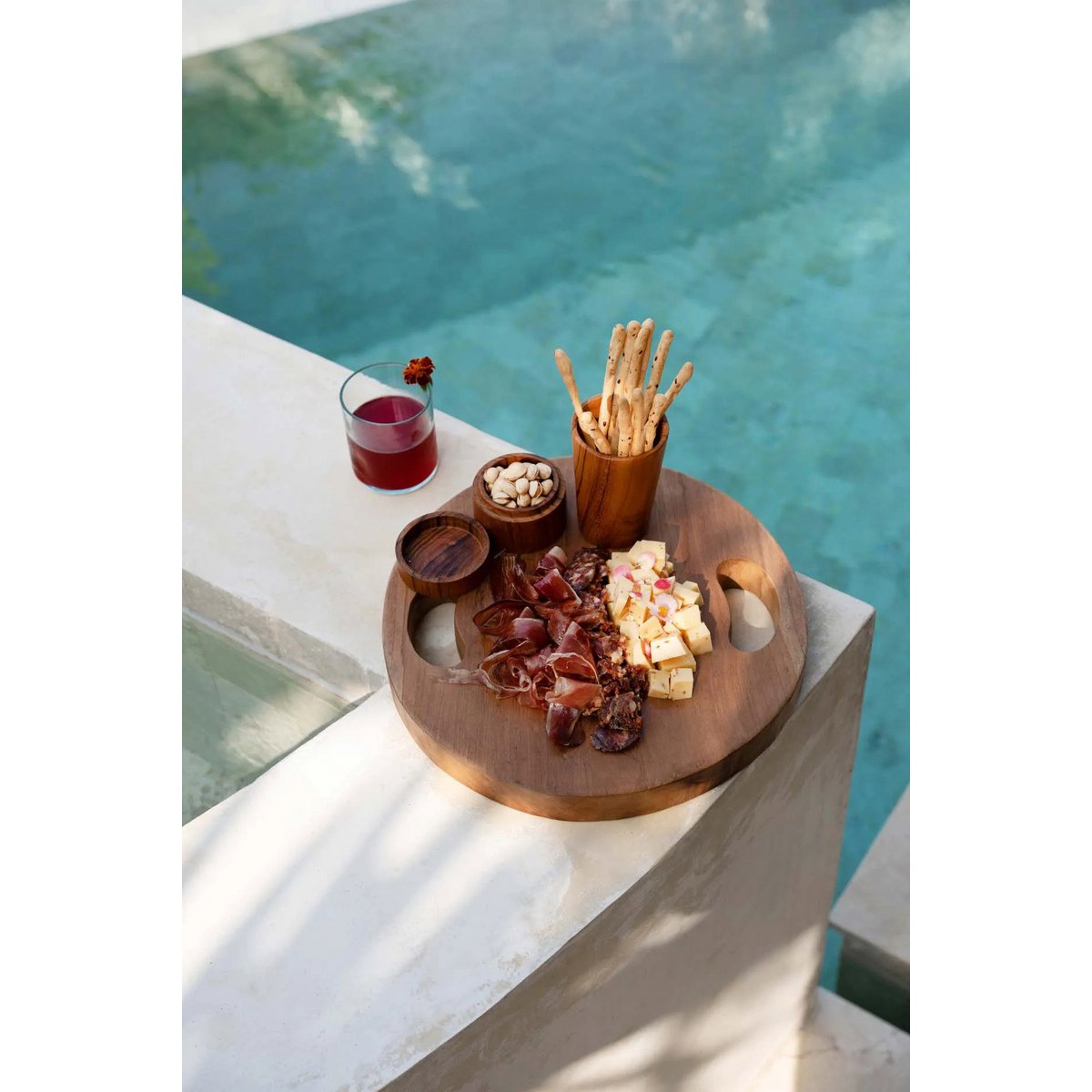 Teakhout dienblad Teak root tray naturel - 40 cm