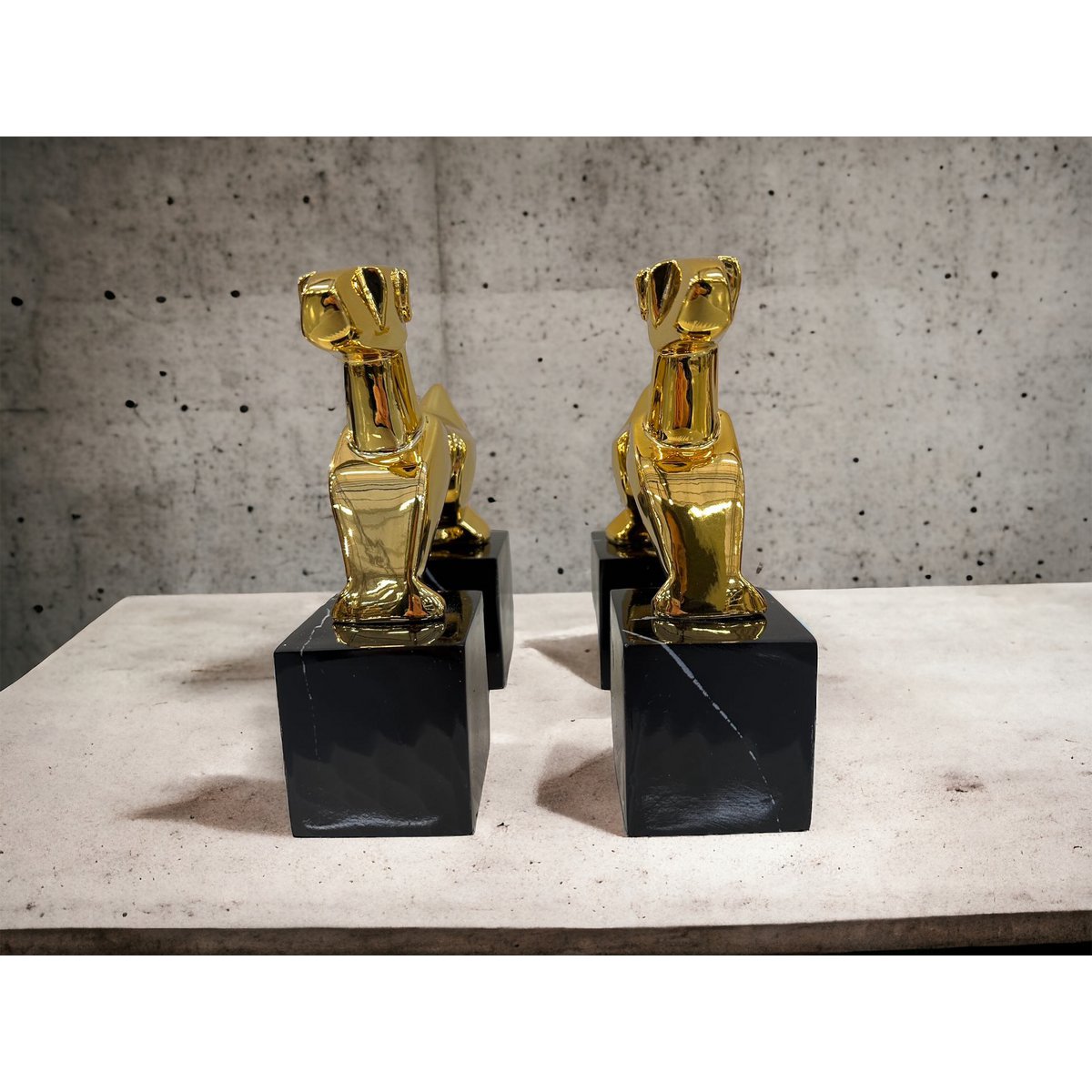 Chroom boekensteunen Terrier goud (Set van 2)