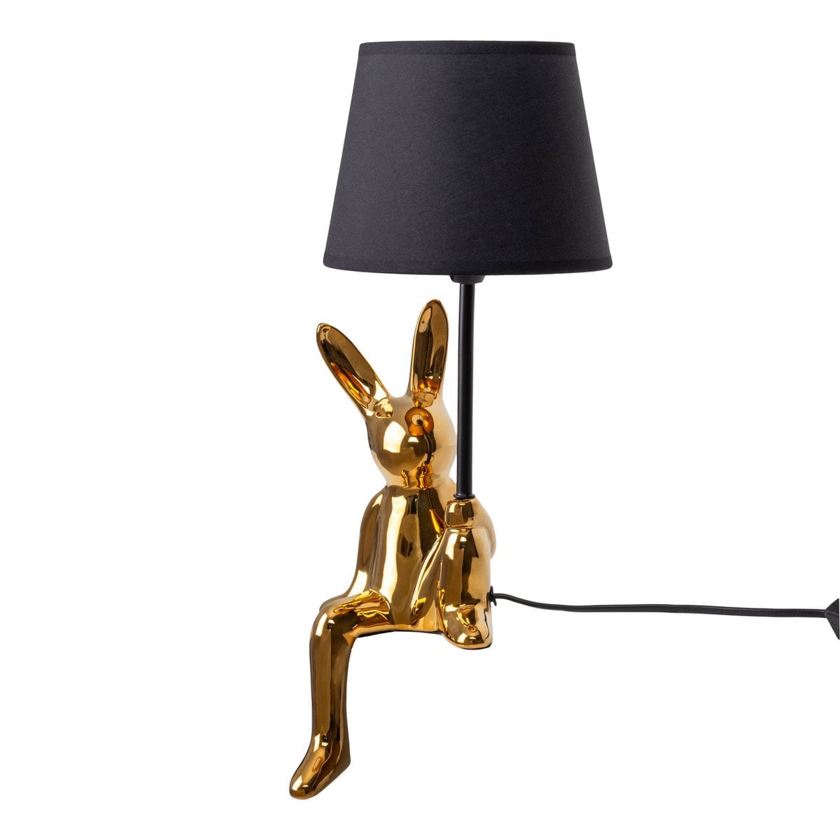 Tafellamp "helge" Ø 18 cm, hoogte ca. 45 cm, gemaakt van keramiek in zwart en gouden, zwarte tekstbladen - OutHome