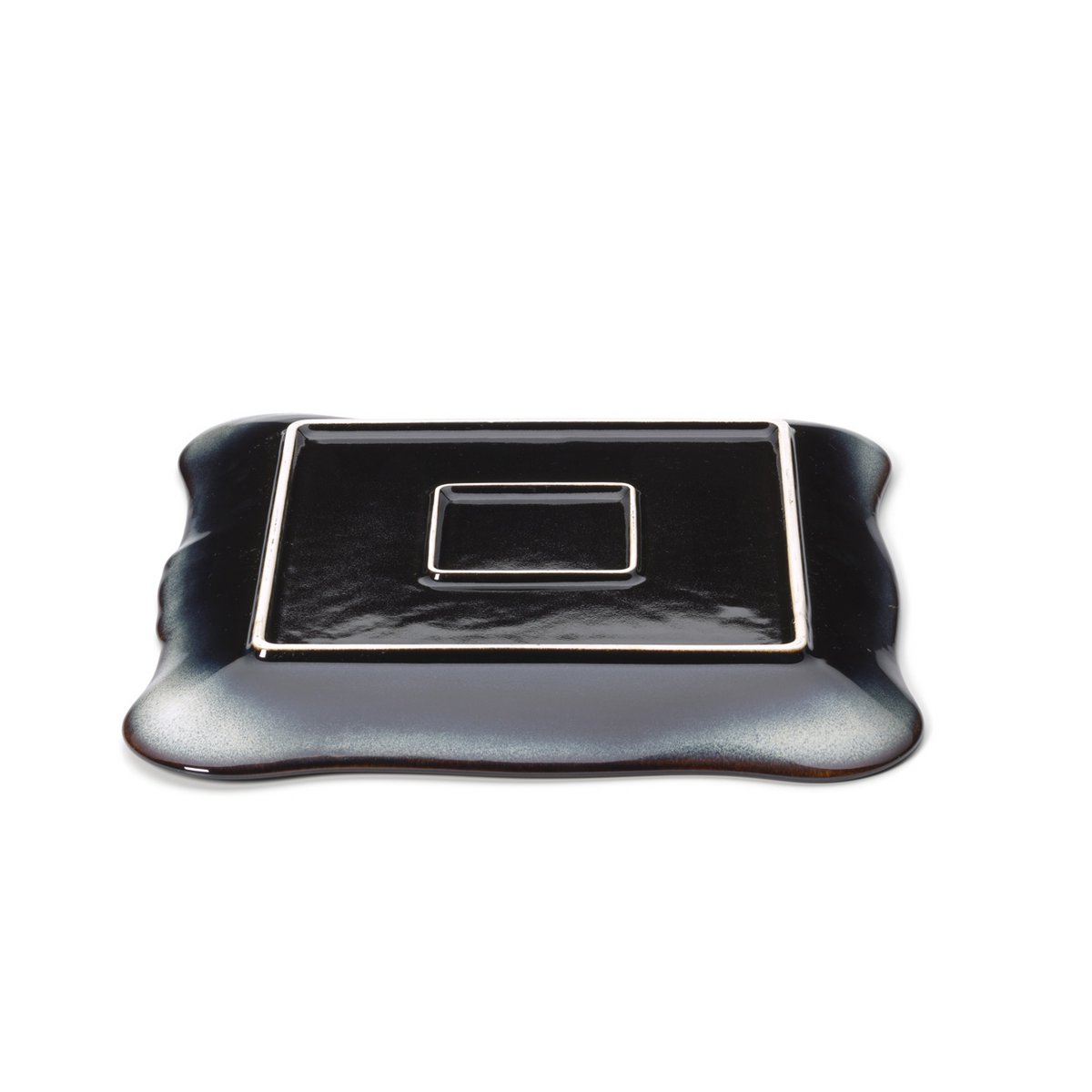 Porseleinen bord Lotus ice square grijs bruin
