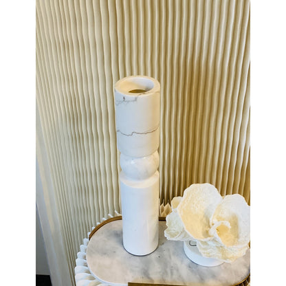 Marmeren kandelaar M wit - 29,5 cm