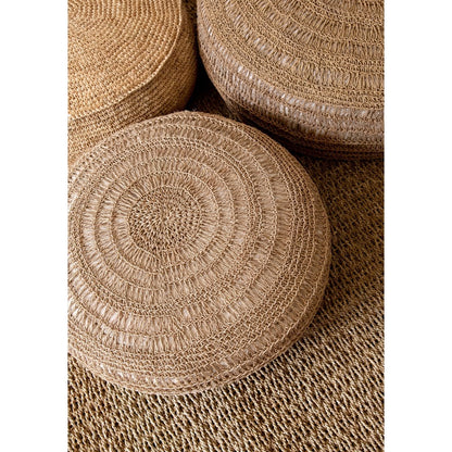 Raffia poef Flores natuurlijk