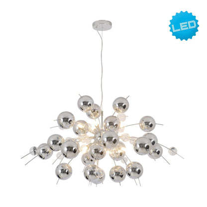 Hanger lamp "explosie" chroom gemaakt van metaal en glas, G9 - versies, hangende lamp voor eetkamer, woonkamer, gang of kantoor, Øca. 98 cm - OutHome