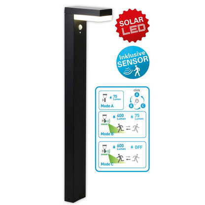 LED Solar Outdoor Base Light "Filius" H: 50 cm, gemaakt van metaal en plastic in antraciet, met geïntegreerde LED - OutHome
