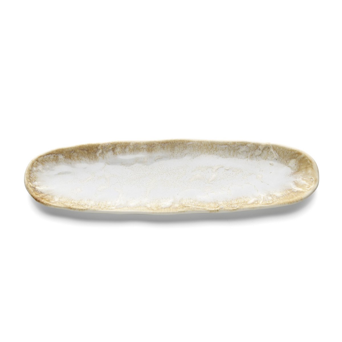 Porseleinen schotel Ovaal wit/goud