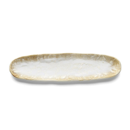 Porseleinen schotel Ovaal wit/goud