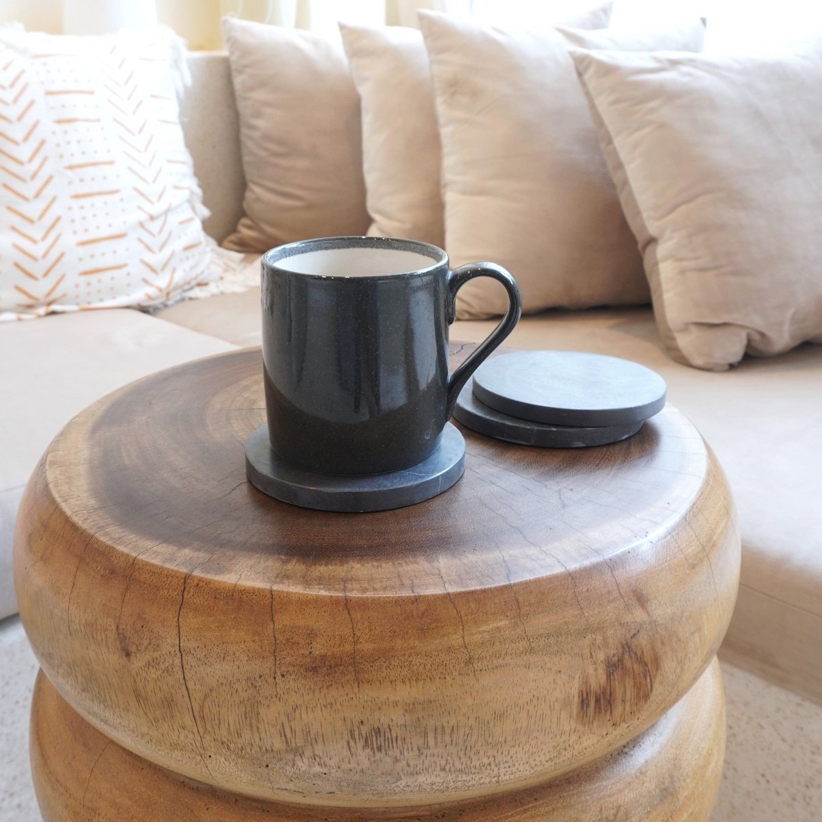 Onderzetters Ranuka Marmer Grijs Rond (Set van 4/8)