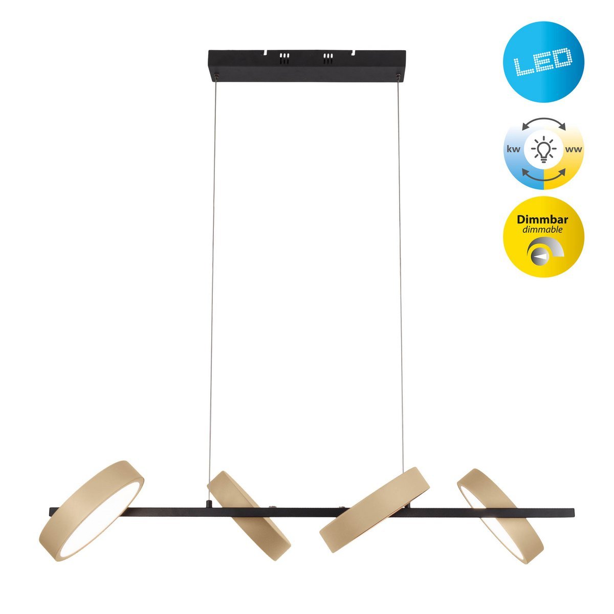 Led hanger lamp "Tessa" amandel, 150 cm hoog, 110 cm lang, gemaakt van metaal in matte amandel (Pantone 481 C) en zwart - wit plastic - OutHome