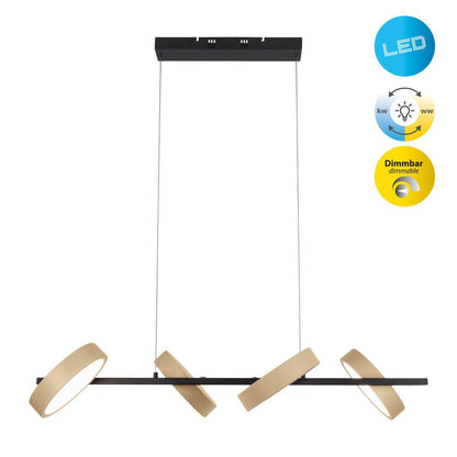 Led hanger lamp "Tessa" amandel, 150 cm hoog, 110 cm lang, gemaakt van metaal in matte amandel (Pantone 481 C) en zwart - wit plastic - OutHome