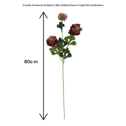 Zijden kunstbloem Scabiosa wit - 80 cm