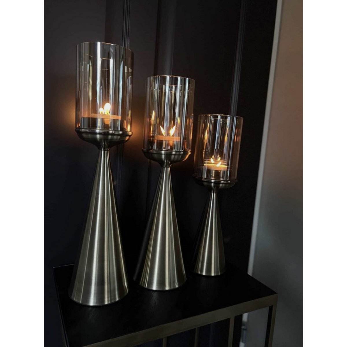Glazen kandelaar goud L - 50 cm
