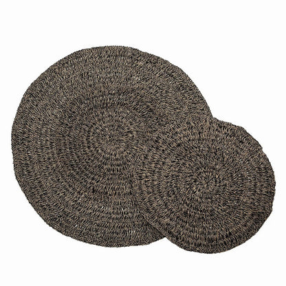Ronde tapijt Zeegras naturel zwart - 100 cm
