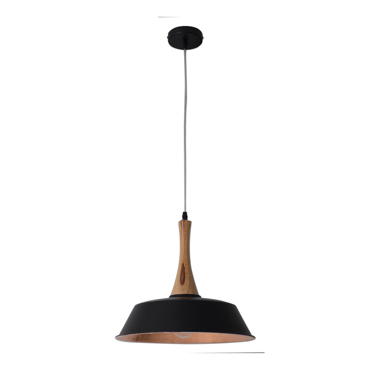 Hanger lamp "culum" Ø 36 cm gemaakt van metaal in zwart en koper, met hout, E27 - OutHome