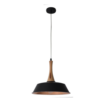 Hanger lamp "culum" Ø 36 cm gemaakt van metaal in zwart en koper, met hout, E27 - OutHome