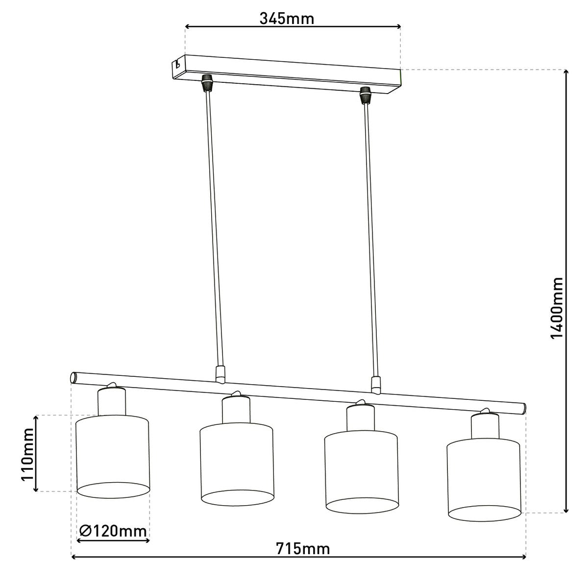 Hanglamp Maron 4-Lichts Satijn/Naturel (E14)