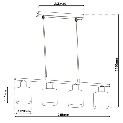 Hanglamp Maron 4-Lichts Satijn/Naturel (E14)