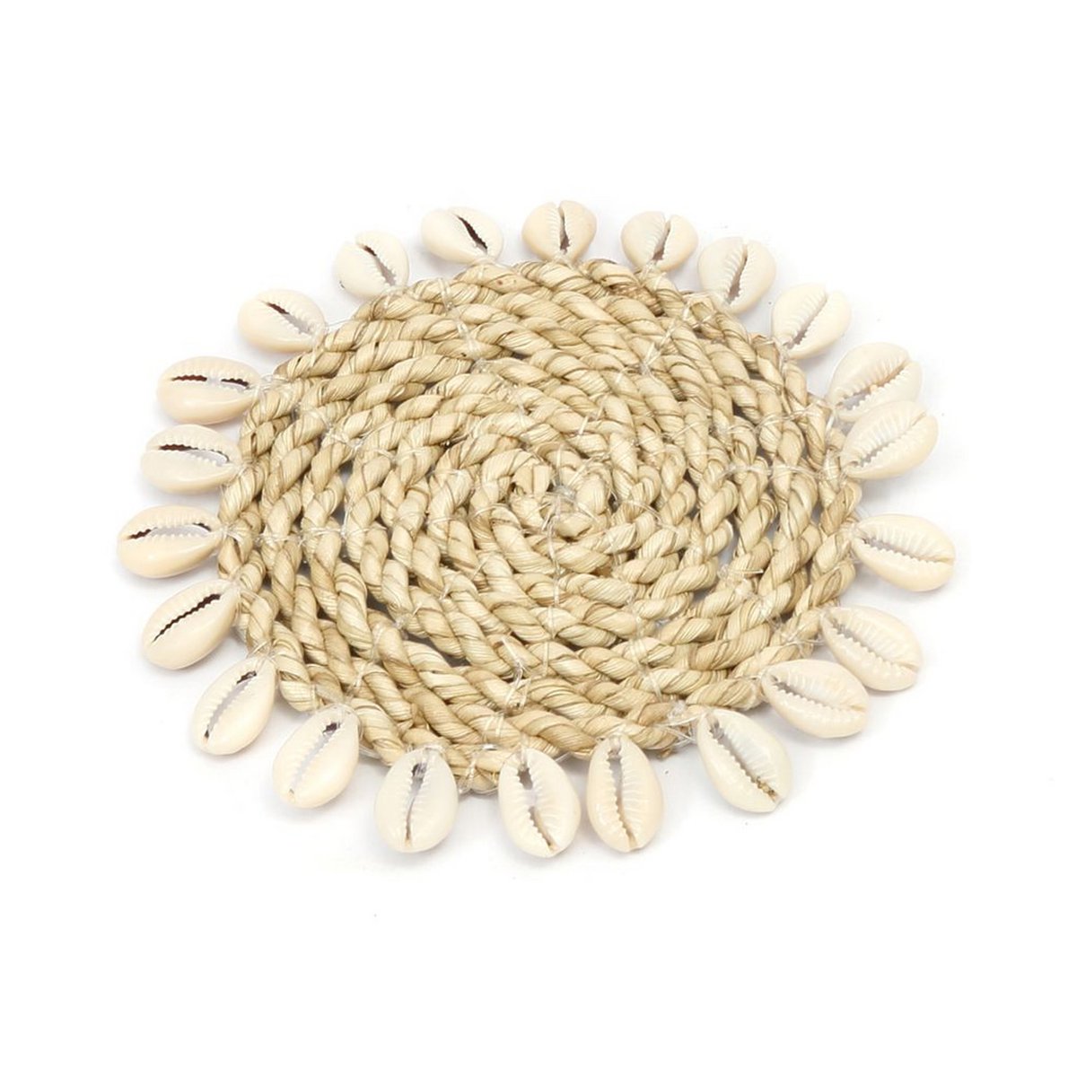 Raffia onderzetter Shell natuurlijk