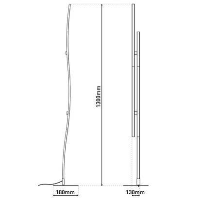 LED Vloerlamp Onda Zwart - 130 cm