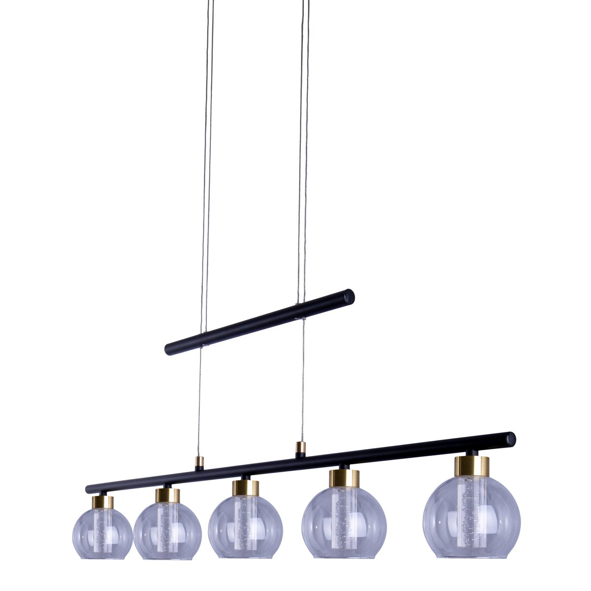 LED Hanglamp Messing/Zwart Glas - 90 cm