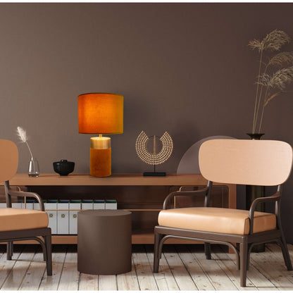 Tafellamp Bordo Goud/Bruin Velours - 32 cm (E14)