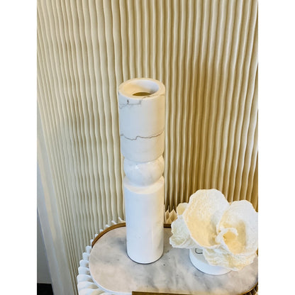 Marmeren kandelaar wit - 39,5 cm