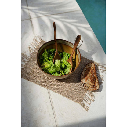 Teakhouten saladevork Gedraaide naturel