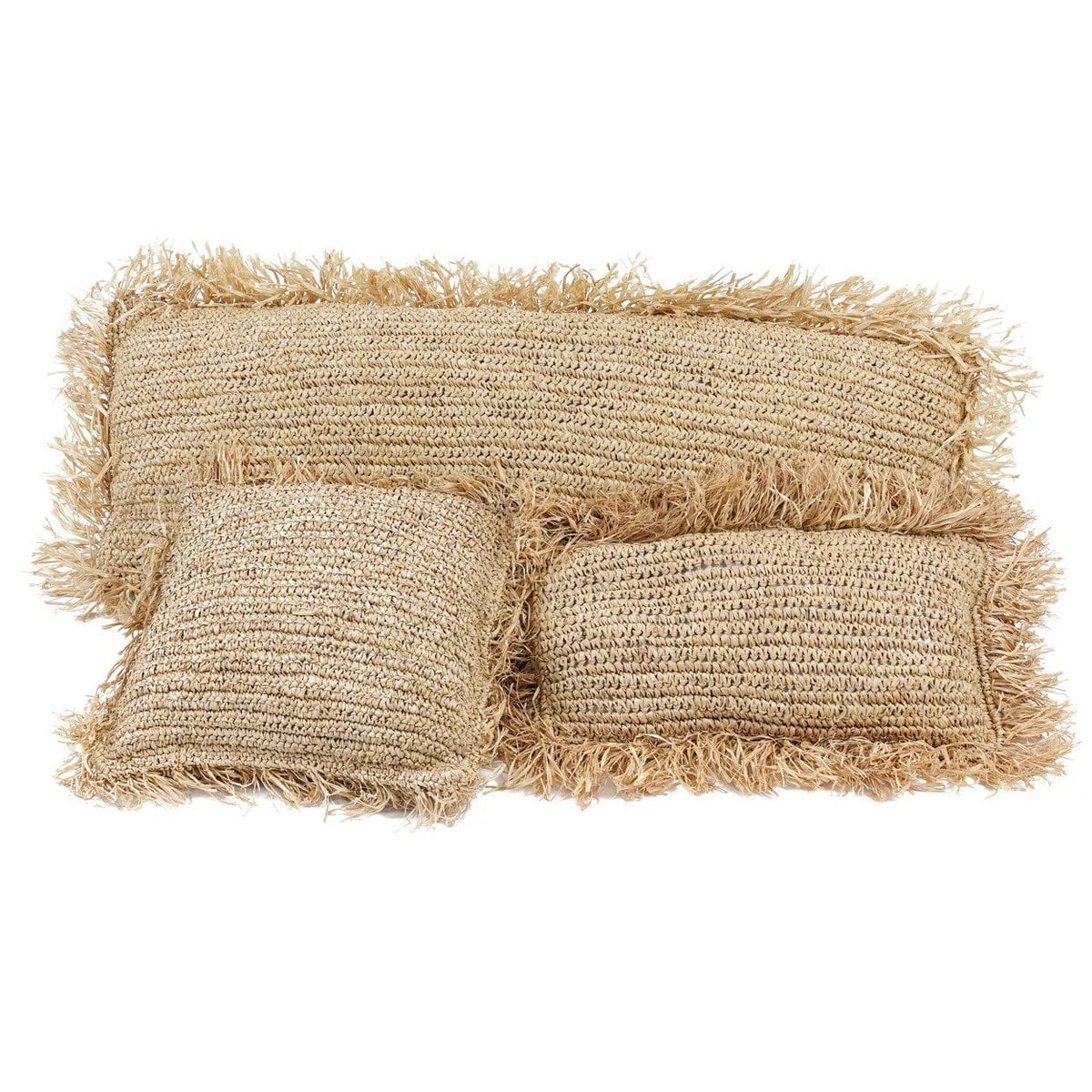 Raffia kussenhoes Rechthoekig naturel - 35x100 cm