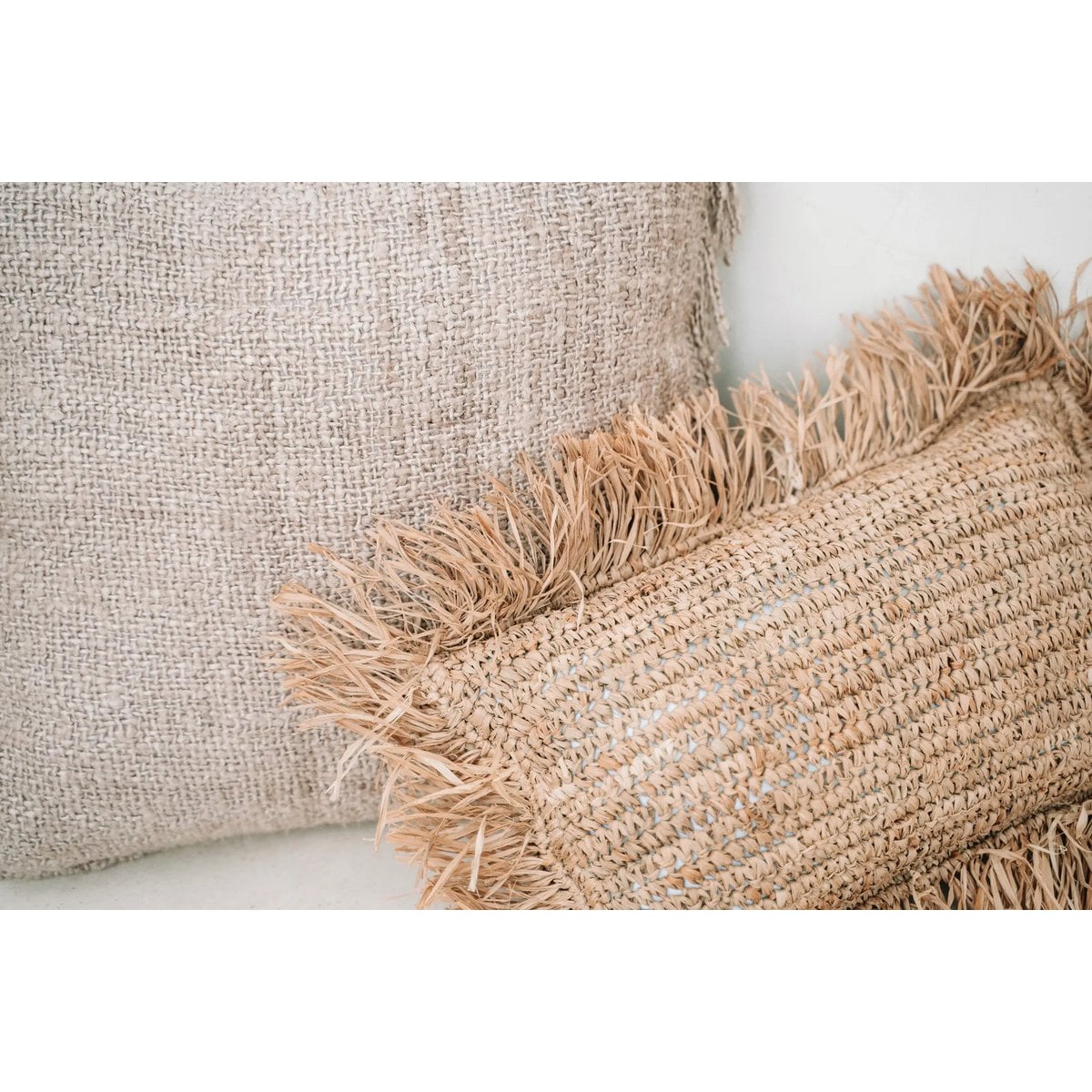 Raffia kussendeksel Rechthoekig naturel - 30 x 50 cm