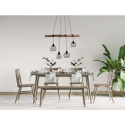 LED Hanglamp Messing/Zwart Glas - 90 cm