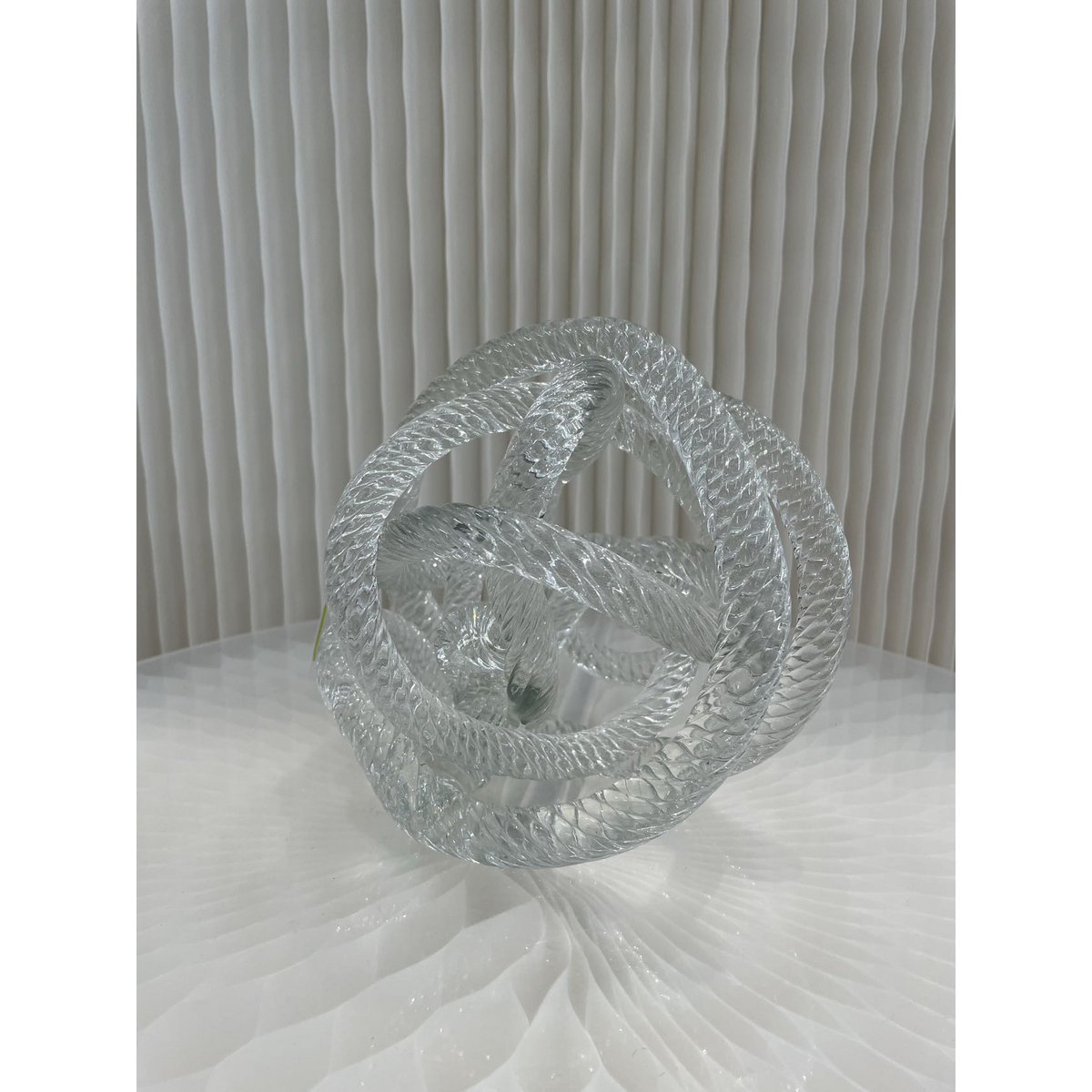 Geknoopte glazen sculptuur M transparant - 15 cm