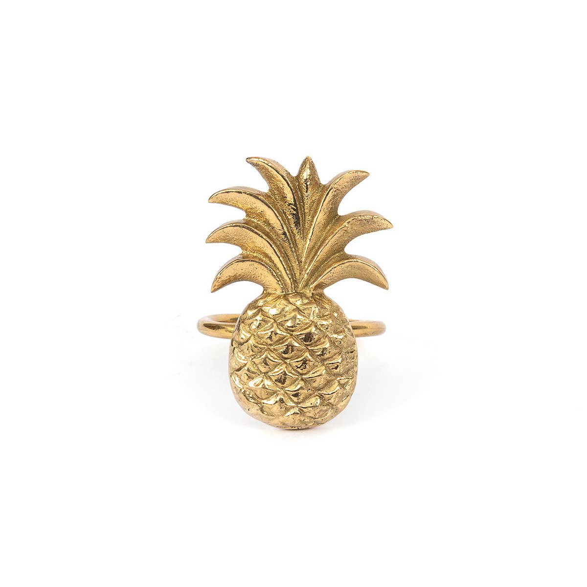 Massief messing servetring Ananas goud
