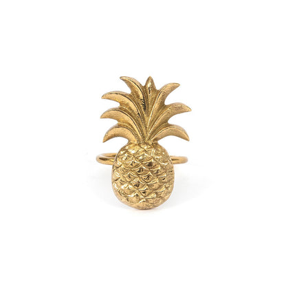 Massief messing servetring Ananas goud