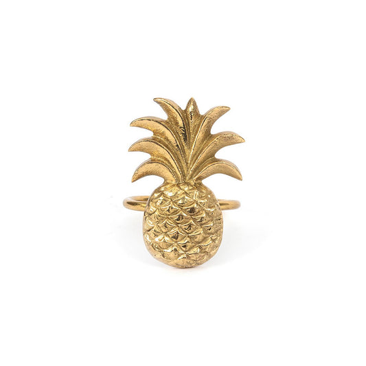 Massief messing servetring Ananas goud