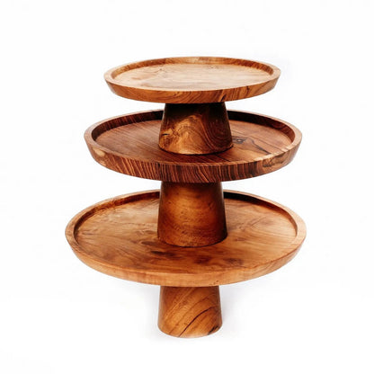 Teakhouten taartplateau The teak root cake dish - L