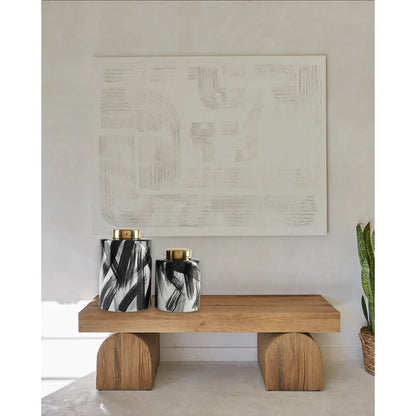 Keramische pot Abstract zwart/wit/goud - groot formaat