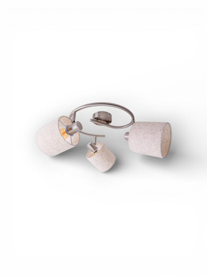 Plafondlamp Maron 3-Lichts Satijn/Naturel - Ø 28,5 cm (E14)