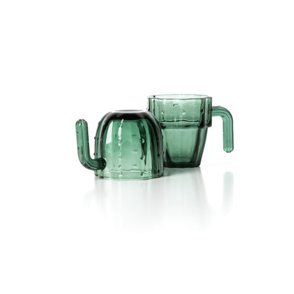 Glazen drinkglas Stack-a-Cactus groen (Set van 4)
